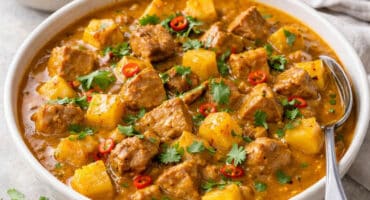 Slow-cooked pork and tangy pineapple curry