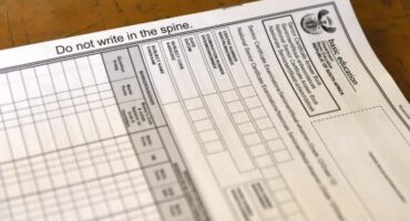 image of an empty exam form on a table