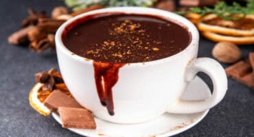 After dinner red wine hot chocolate