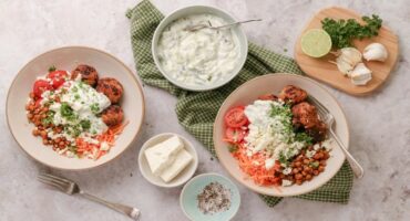Chicken frikkadel bowl with full-cream yoghurt