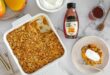 Golden mango honey crumble with rolled oats and coconut