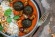 Mushroom and spinach koftas in creamy curry sauce