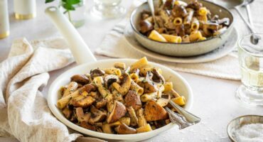 Umami mushroom rigatoni with crème fraîche