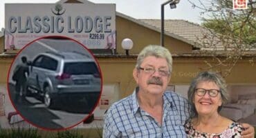 Boland and Mariana Kotze (inset). Left: Mariana Kotze speaking to the man from her car.