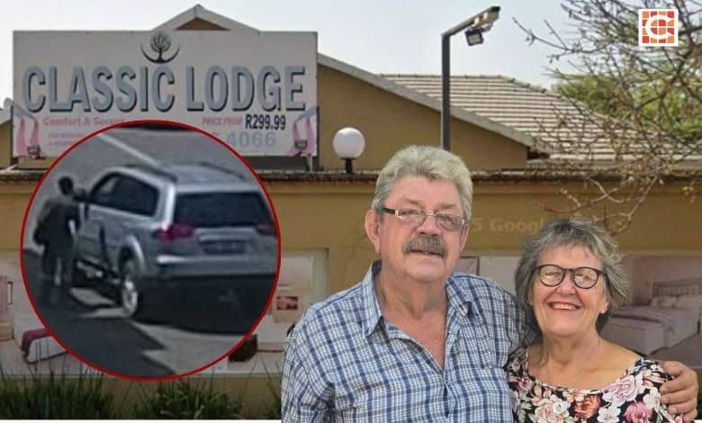 Boland and Mariana Kotze (inset). Left: Mariana Kotze speaking to the man from her car.