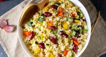 Bulgur kaszotto with fresh vegetables and kidney beans recipe
