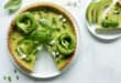 Avocado pastry tart with peas, feta and basil