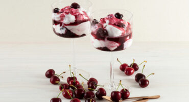 Jammy cherry swirl with whipped yoghurt cream