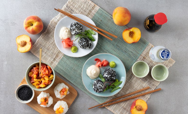 Smoked salmon peach sushi rice balls with sesame seeds | Network News
