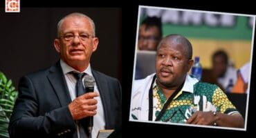 Photos of Adv Gerrie Nel and ANC secretary-general Fikile Mbalula for illustration purposes