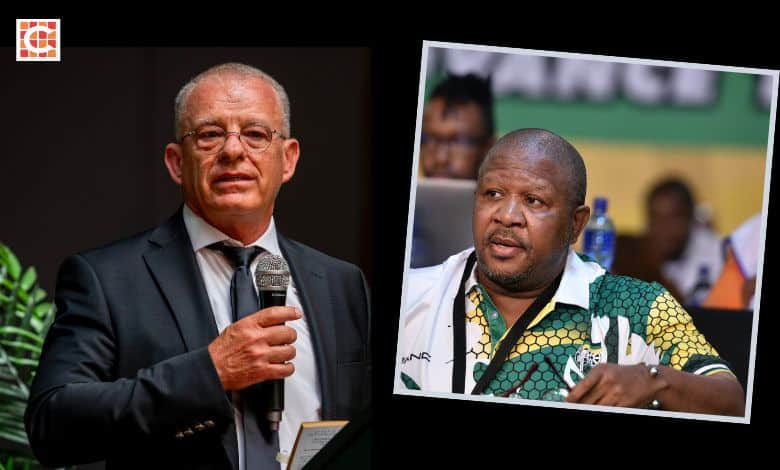 Photos of Adv Gerrie Nel and ANC secretary-general Fikile Mbalula for illustration purposes