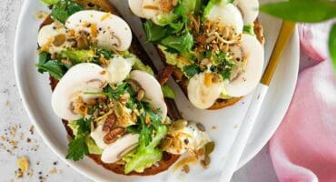 Meat-free Monday: Mushroom, celery and avo toast with tahini