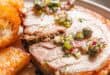 Rotisserie porchetta with crisp crackling and herby salsa