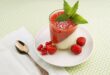 Strawberry and vanilla panna cotta with fresh berry layer