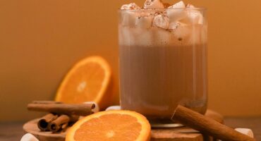 Spiced orange winter White Russian with coffee liqueur