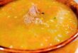 Traditional split pea and vegetable soup with beef or lamb