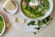 Creamy pea and ham risotto with dry white wine