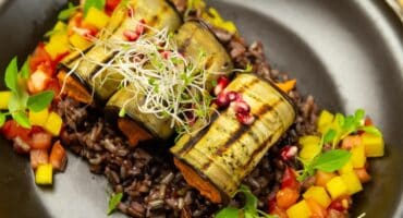 Meat-free Monday: Grilled eggplant rolls with red lentils