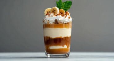Homemade salted caramel banana cream dessert cups