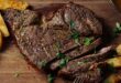 Air fryer rump steak and chips with garlic butter sauce
