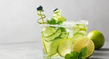 Cucumber, fennel, lime and gin cocktail