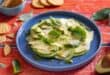 Avocado Carpaccio with basil pesto and white cheddar
