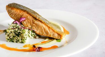 Crispy salmon with lemon-herb rice recipe