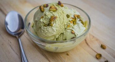 Creamy no-churn pistachio and condensed milk ice cream