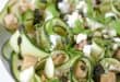 Courgette ribbon salad with feta and pesto