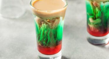 Zombie Brain Haemorrhage shot with peach and grenadine