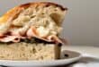 Pistachio pesto, ham and burrata focaccia sandwich