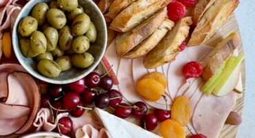 Ultimate charcuterie board with five kinds of ham