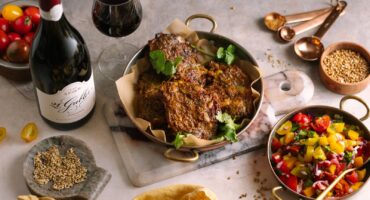 Curried lamb chops with peach and tomato sambal recipe