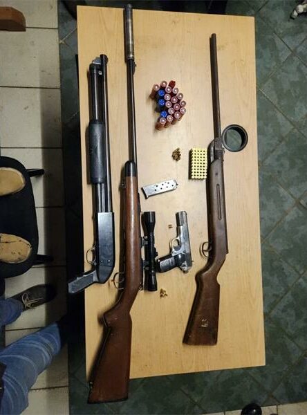 After a house robbery in Lenasia, police recovered stolen weapons and arrested a 42-year-old suspect at Vegie Land informal settlement.