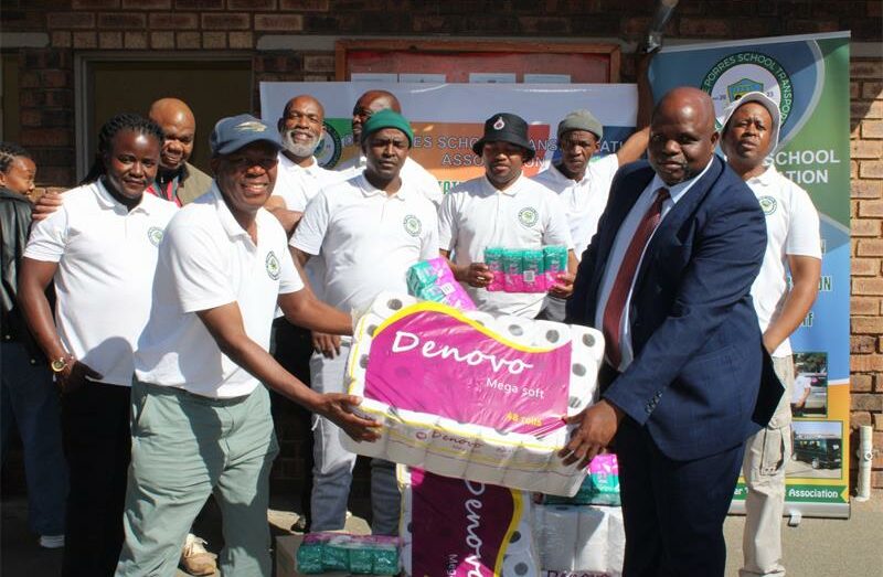 De Porres Scholar Transport Association donates toilet papers and sanitary pads to St. Martin de Porres High School, showing their commitment to learners’ well-being.