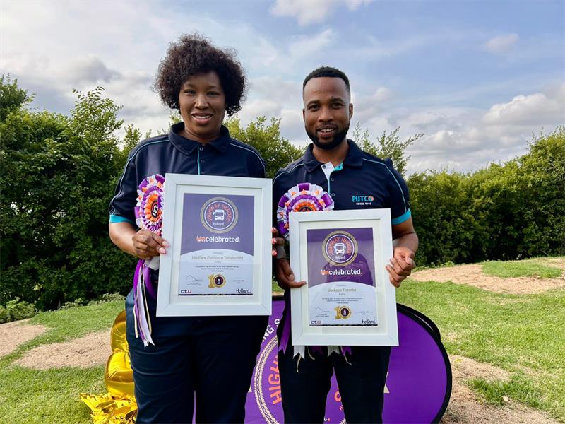 From more than 13 000 entrants, two Putco drivers have been named top 10 finalists in the Hollard Highway Heroes Awards, reinforcing the company’s strong safety culture.