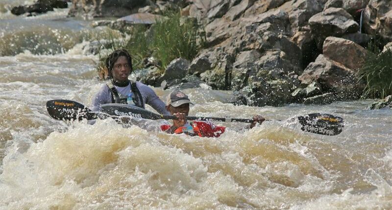 Canoeists faced rocky and shallow sections of the Vaal River during the annual Vaal River Canoe Marathon, which went ahead despite challenging water levels after being postponed due to flooding.