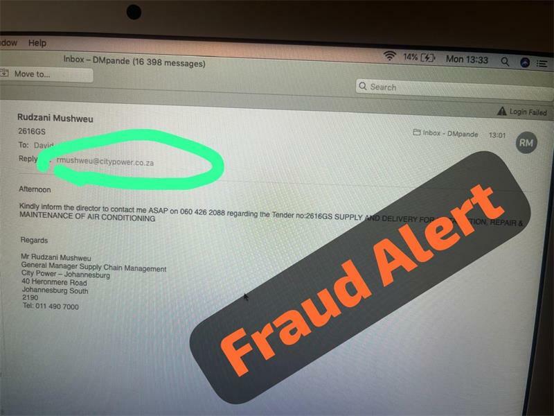 The power utility urges service providers and residents to remain vigilant as scammers impersonate officials in a fake air conditioning tender communication.