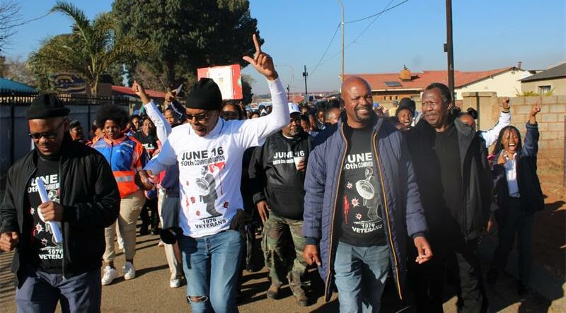 The honour and remembrance of June 16, 1976, at George Khoza Secondary School on June 15. Teachers and learners outside the school started by singing and marching in the streets of Dobsonville.