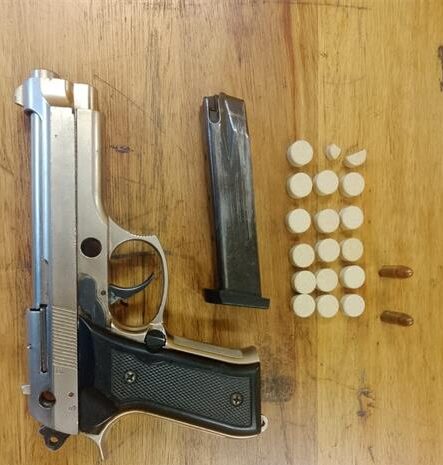 A suspect was arrested in EXT 7, Eldorado Park, after police allegedly found a 9mm pistol, ammunition and drugs during a search.