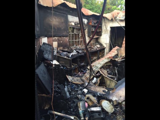 ALMOST LOST: The remains of the house fire.
