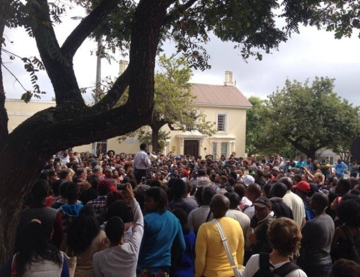 ADDRESS: The students are addressed by someone from the University. Photo: Deepa Kesa