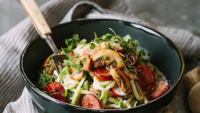 WFD, 9 November, Courgette spaghetti with creamy mushrooms, pork sausage & parmesan