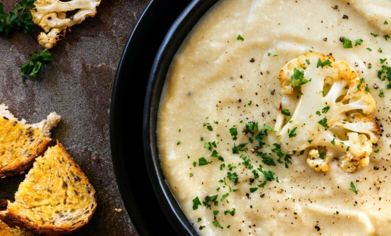 1 AUGUST - MEATLESS MONDAY – Roasted cauliflower, garlic and fennel soup