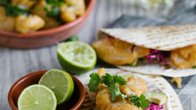 3 SEPTEMBER - SATURDAY ENTERTAIN - Fish tacos with beetroot slaw, coriander and sour cream mayo