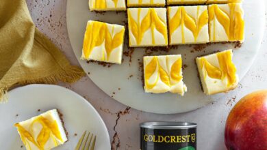 25 SEPTEMBER - SUNDAY SPOIL - Mango swirl cheesecake squares