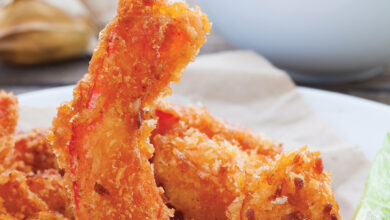 Air fryer coconut shrimp with mango curry aioli