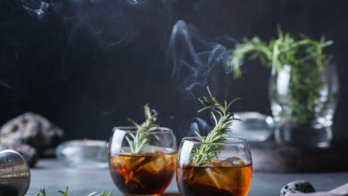Smoky rosemary wine cocktail