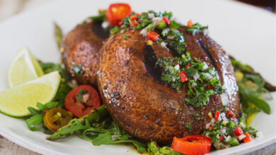 Portabello steaks with spicy chimichurri