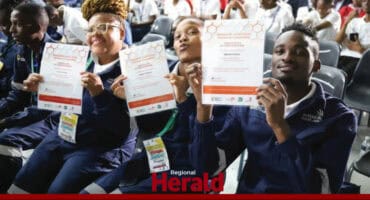Mopani TVET students show off their certificates.